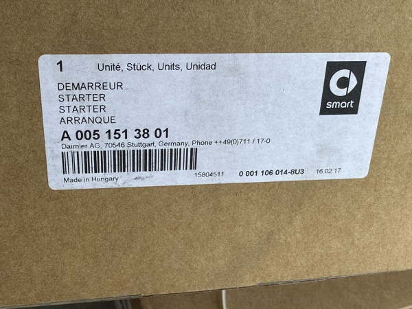 A0051513801 0001106014 original SMART Starter Anlasser NEU
