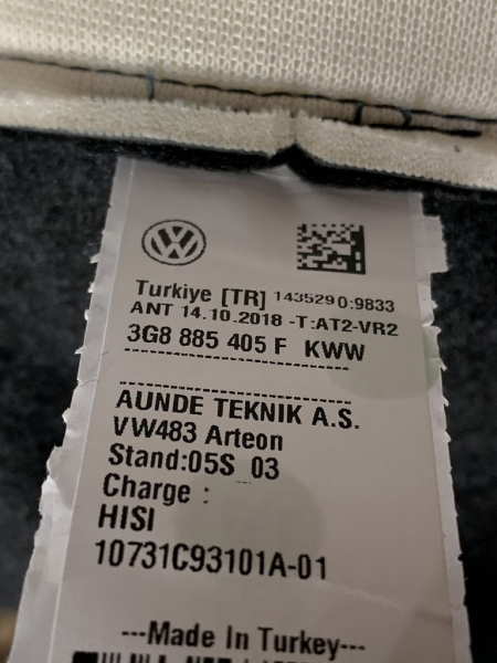 3G8885405F KWW original VW Arteon seat cover rear Alcantara black NEW