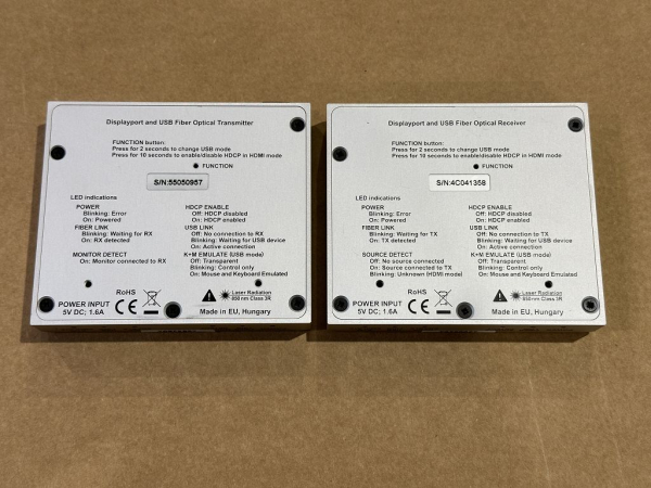 DP-OPT-TX150 DP-OPT-RX150 Lightware Fiber Optical DisplayPort Extender KVM