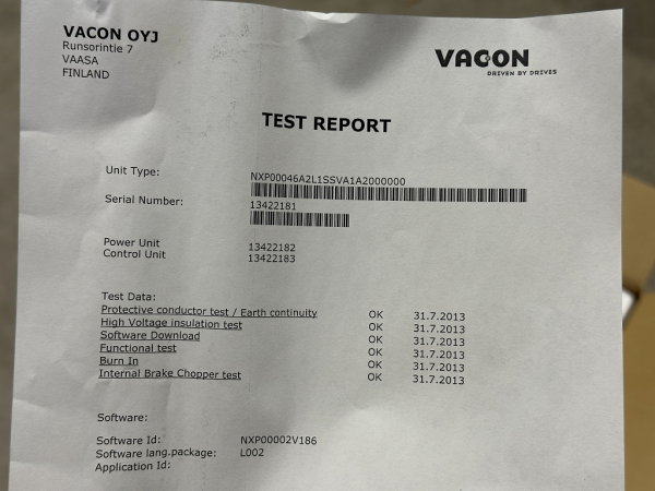 NXP00046-A2L1SSV-A1A2000000 2.2kW 525-690VAC VACON NXP drive unbenutzt IP21