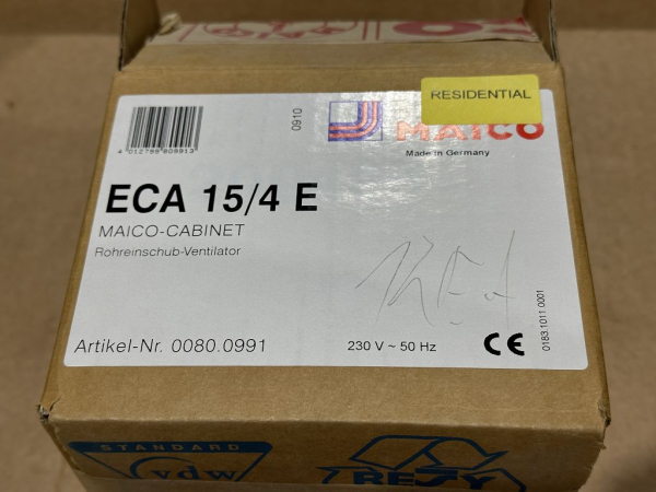 Rohreinschubventilator MAICO ECA 15/4 E ECA15/4E 0080.0991 NEU