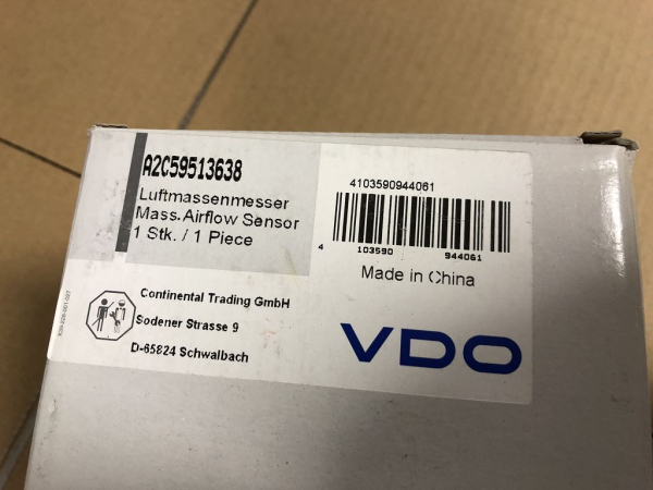 A2C59513638 VDO air mass meter Fiat 1.9 JTD NEW