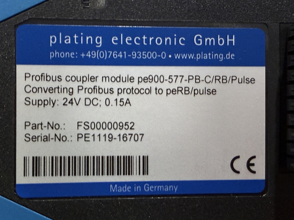plating electronic PE900-577-PB-C/RB/Pulse Profibus Coupler Module FS00000952 (used)