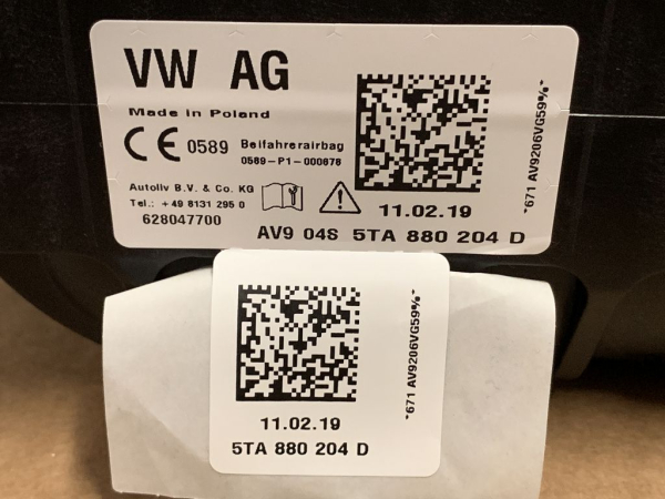 5TA880204D Airbag passenger airbag VW Touran 2016- NEW