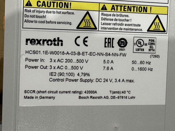 R911340080 HCS01.1E-W0018-A-03-B-ET-EC-NN-S4-NN-FW Rexroth NEW