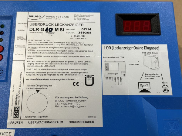 BRUGG DLR-G overpressure leak detector Leak monitoring