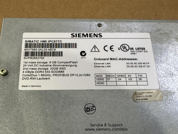 Siemens SIMATIC Panel PC IPC577C HMI Industrie Panel 6AV7885-3AL33-4BC8 (gebraucht)