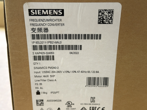 6SL3211-1PB21-8AL0 Siemens SINAMICS Power Module PM240-2 New