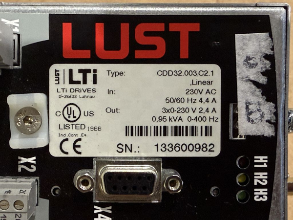 LUST / LTi Drives CDD32.003.C2.1 Linear Servo Drive – incl. CM-CAN1 module – used