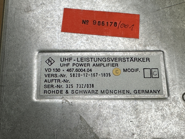 R&S Rohde & Schwarz UHF Leistungsverstärker VD 130  VD130 467.6004.04 für XT 3030