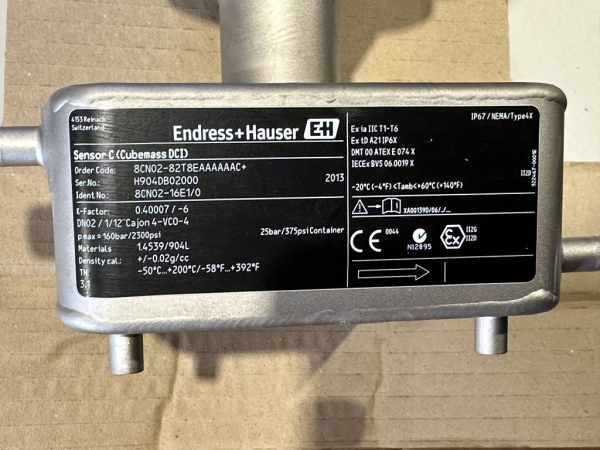 Endress+Hauser Cubemass DCI 8CN02-16E1/0 Coriolis flow meter NEW