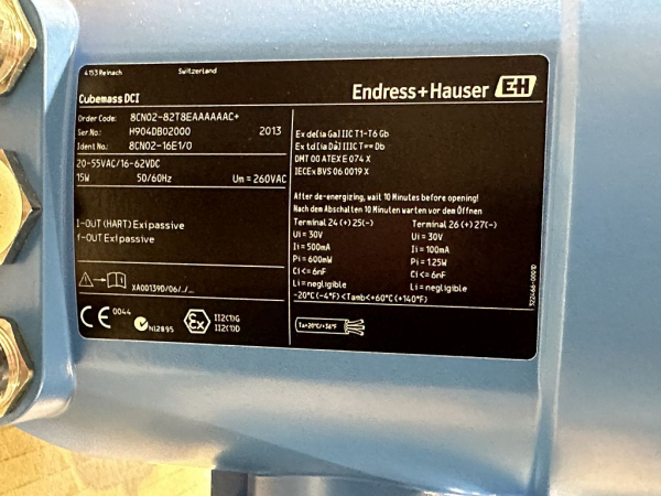 Endress+Hauser Cubemass DCI 8CN02-16E1/0 Coriolis flow meter NEW